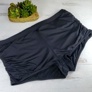 5/$30🎀Mynah | Retro Style Ruched Leg High Waist Black Swim Shorts